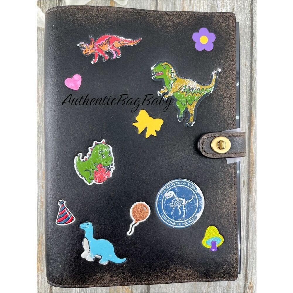 Coach Rexy 10th Birthday Notebook In Loved Leather With Sticker Print - Picture 3 of 8